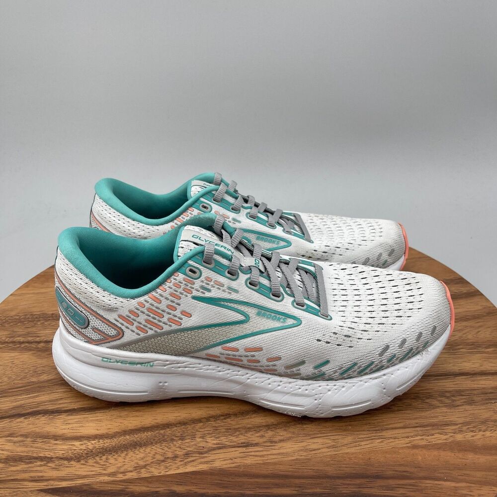 Brooks Glycerin 20 Shoes Womens Size 10 B Gray Aqua Running Comfort Walking Gym